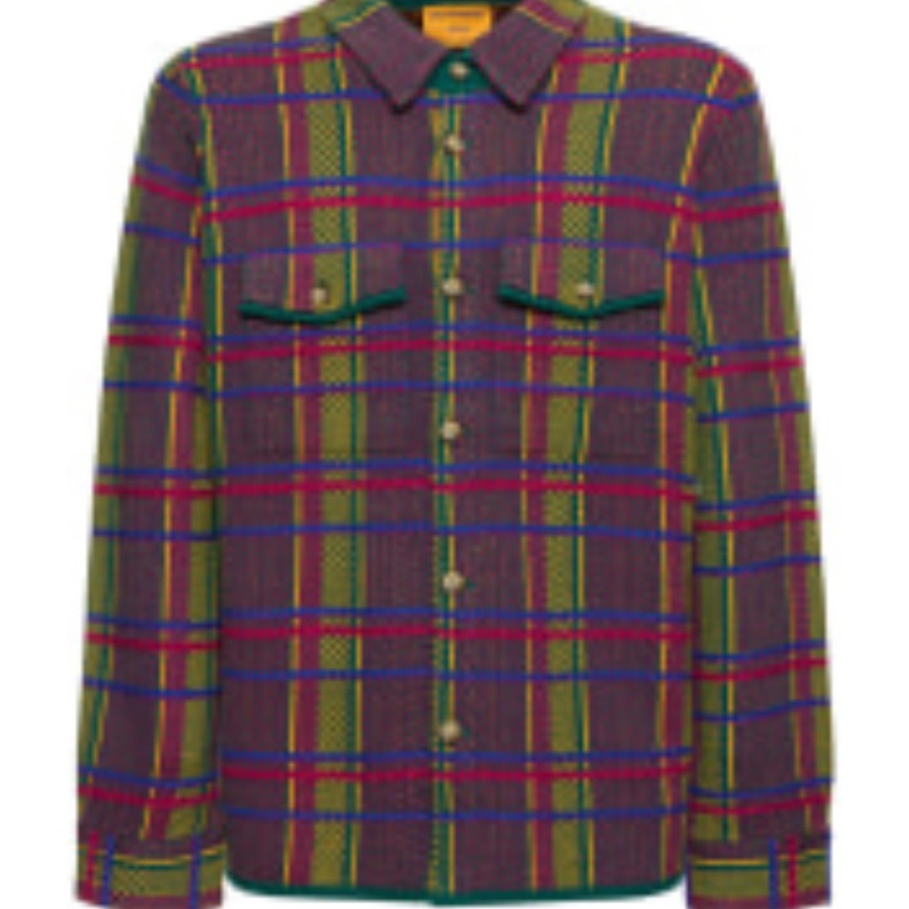 Guest in Residence Plaid Work Shirt Jacket 100% Cashmere
